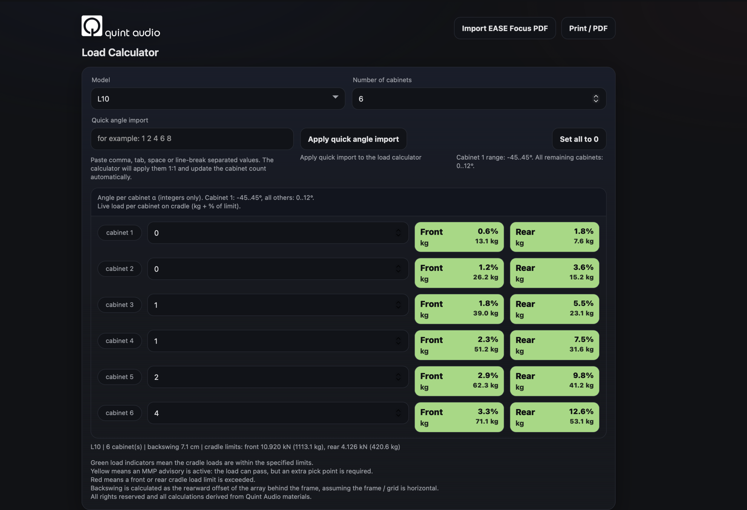 Weight load calculator