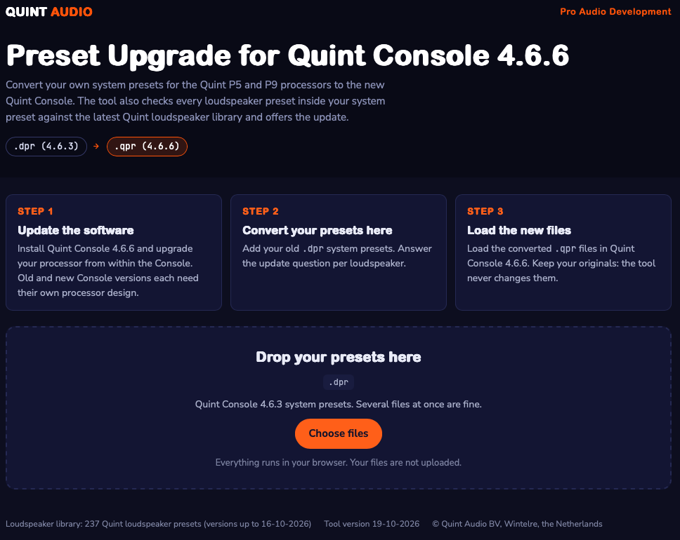 Quint preset upgrade tool